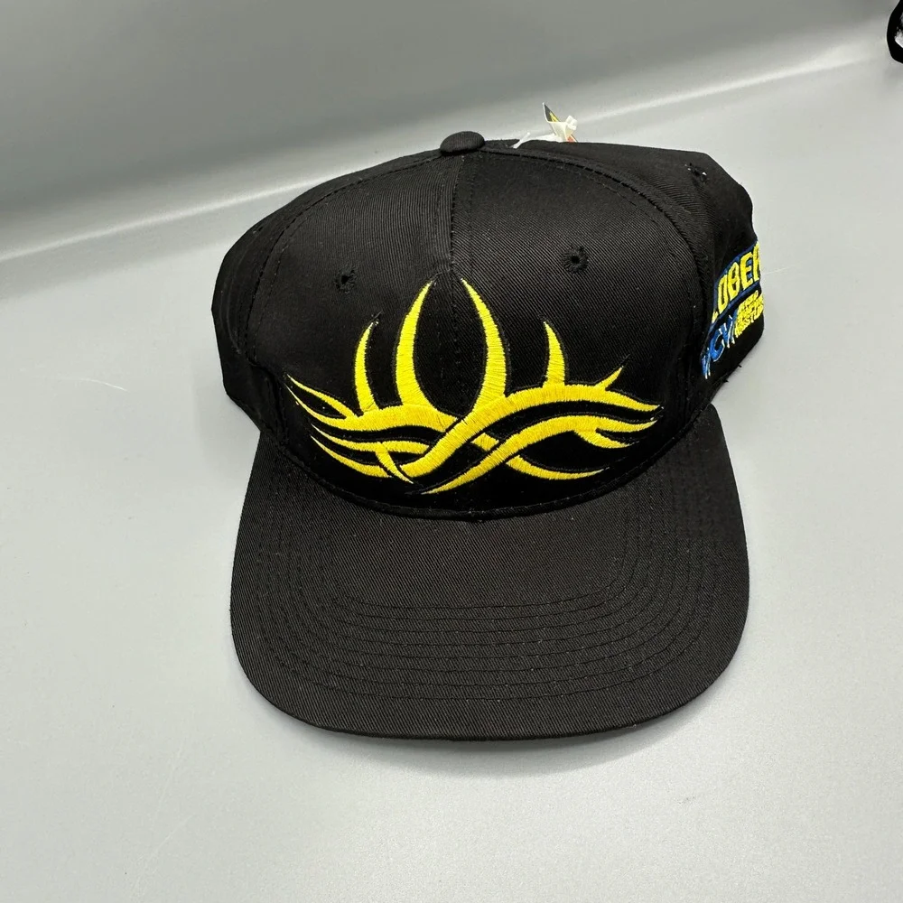 Vintage 1998 WCW Goldberg Hat Racing Champions Snapback Who's Next Tribal Black‎